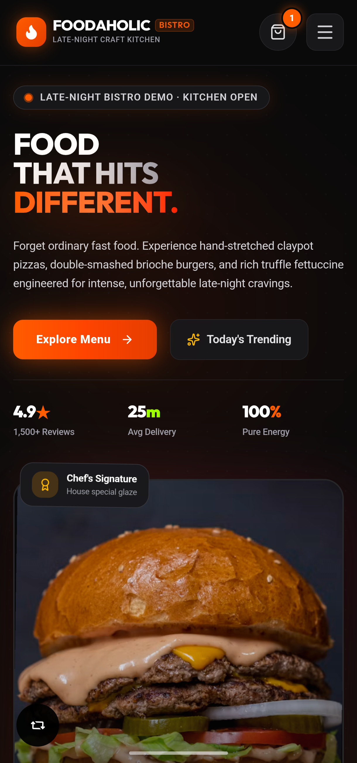 Foodaholic Bistro Demo UI